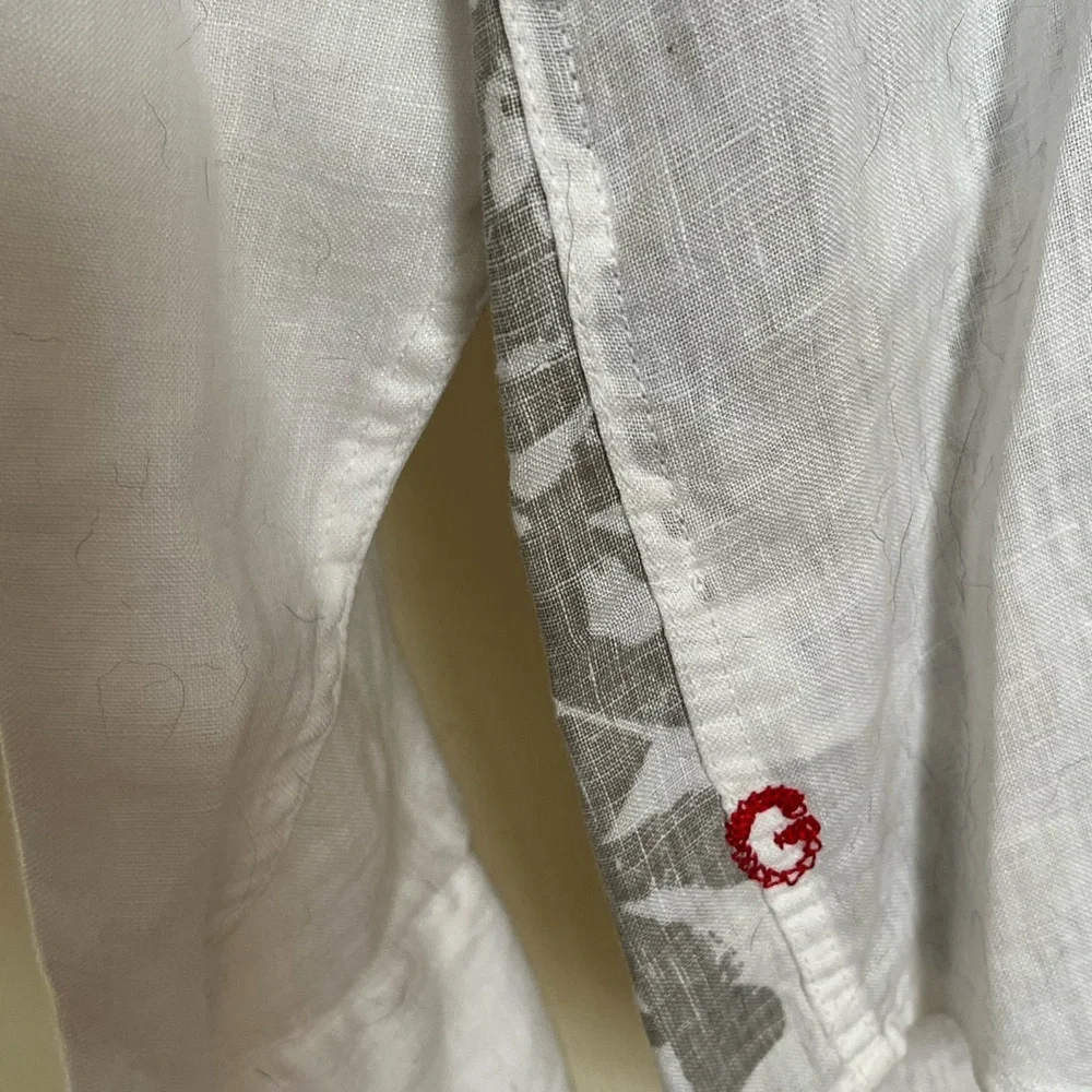 Guess Jeans Vintage Y2K White 100% Linen Shirt Coastal Beach Vacation Groom